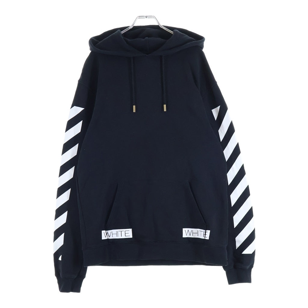 OFF-WHITE(オフホワイト) BLUE COLLAR HOODIE バックプリント フーデッド プルオーバーパーカー スウェットシャツ ブラック