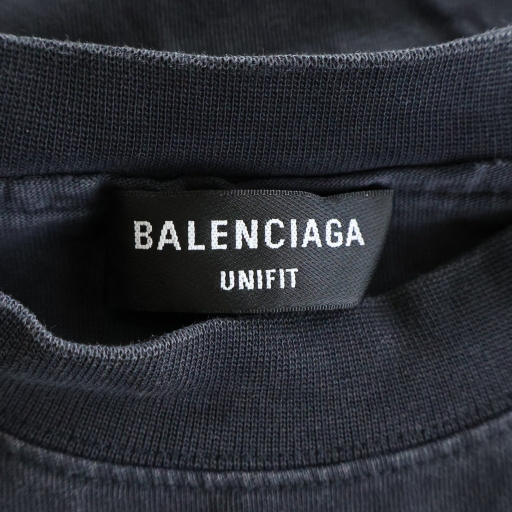BALENCIAGA(バレンシアガ) SPEED HUNTERS DESTROYED OVEREDSIZED TEE スピードハンター デストロイ クルーネック 半袖Tシャツ ダメージ加工 ブラック