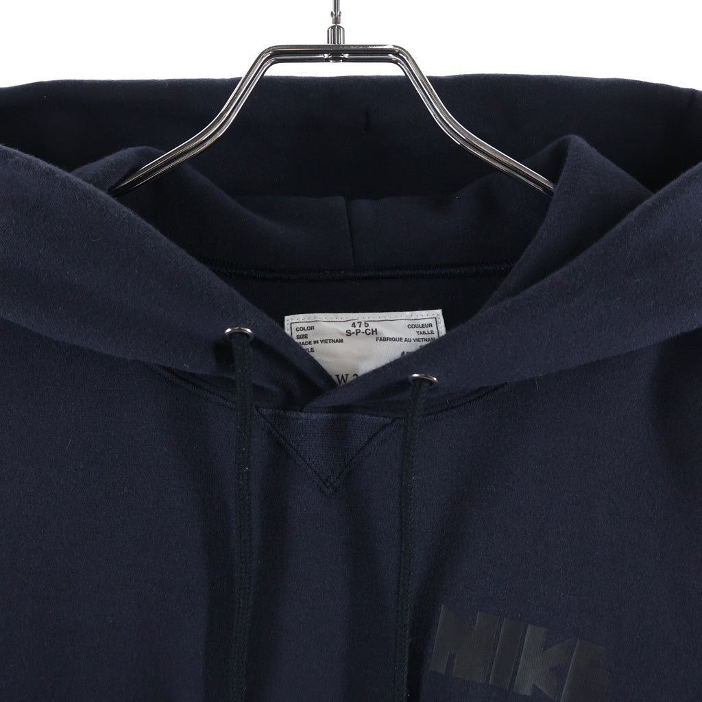 Sacai(サカイ) 20AW ×NIKE LAB U NRG HOODIE ナイキラボ フーデッド ドッキング ナイロン切り替え プルオーバーパーカー スウェットシャツ ネイビー/カーキ CW2419-475