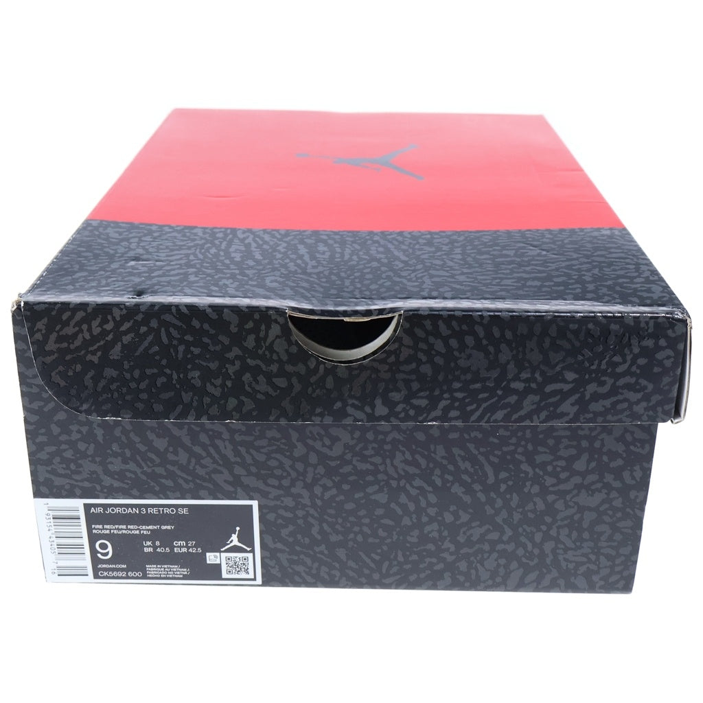 NIKE(ナイキ) AIR JORDAN 3 RETRO SE UNITE FIRE RED CK5692-600 エアジョーダン3 ユナイトファイアレッド ハイカットスニーカー レッド US9/27cm