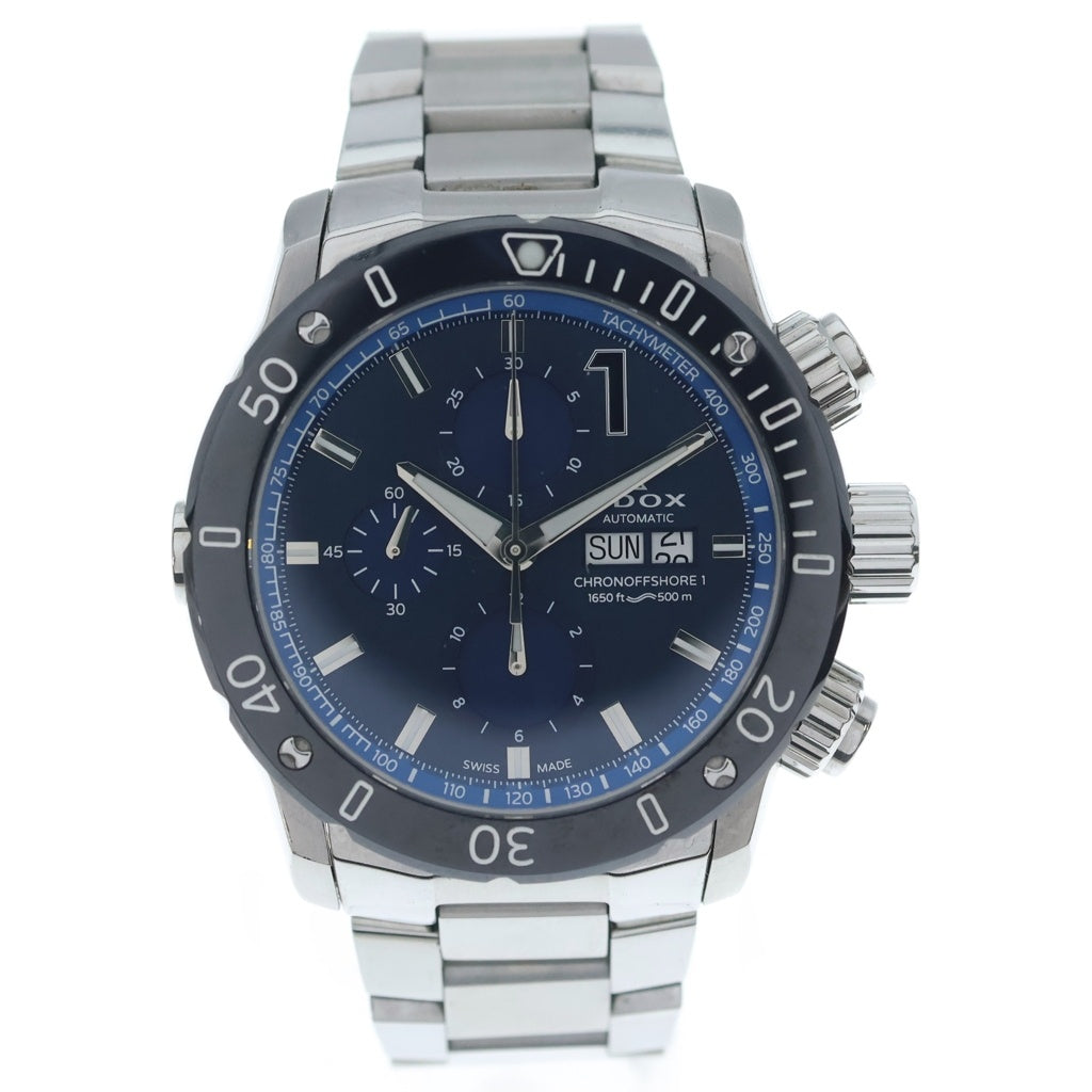 EDOX(エドックス) CHRONOFFSHORE-1 クロノオフショア1 クロノグラフ オートマティック 自動巻き シルバー 01122-3M-BUIN1
