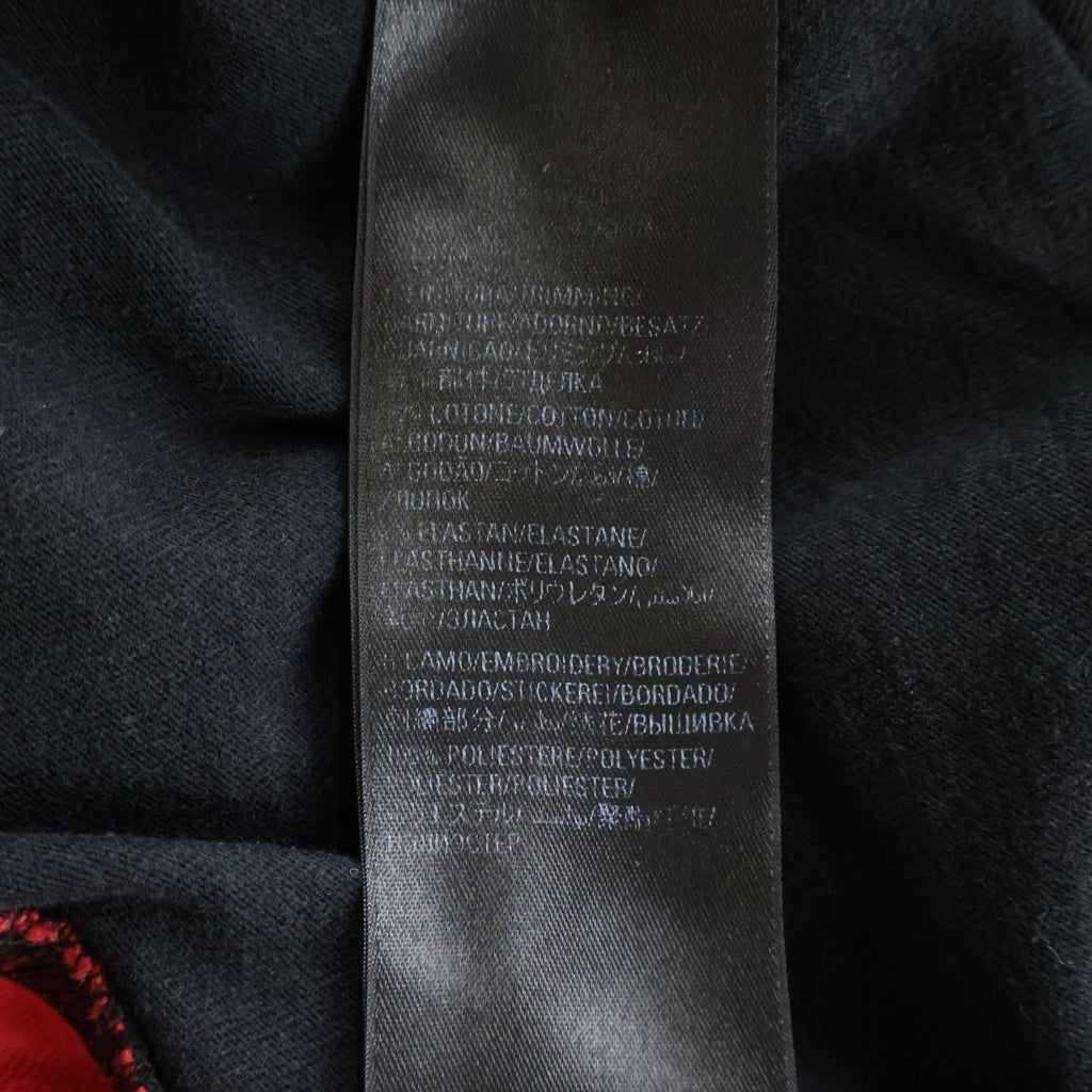 BALENCIAGA(バレンシアガ) 23SS ×adidas アディダス フロントロゴ刺繍 サイドライン コットン切替 半袖Tシャツ カットソー ブラック/レッド 712401 TNVA6