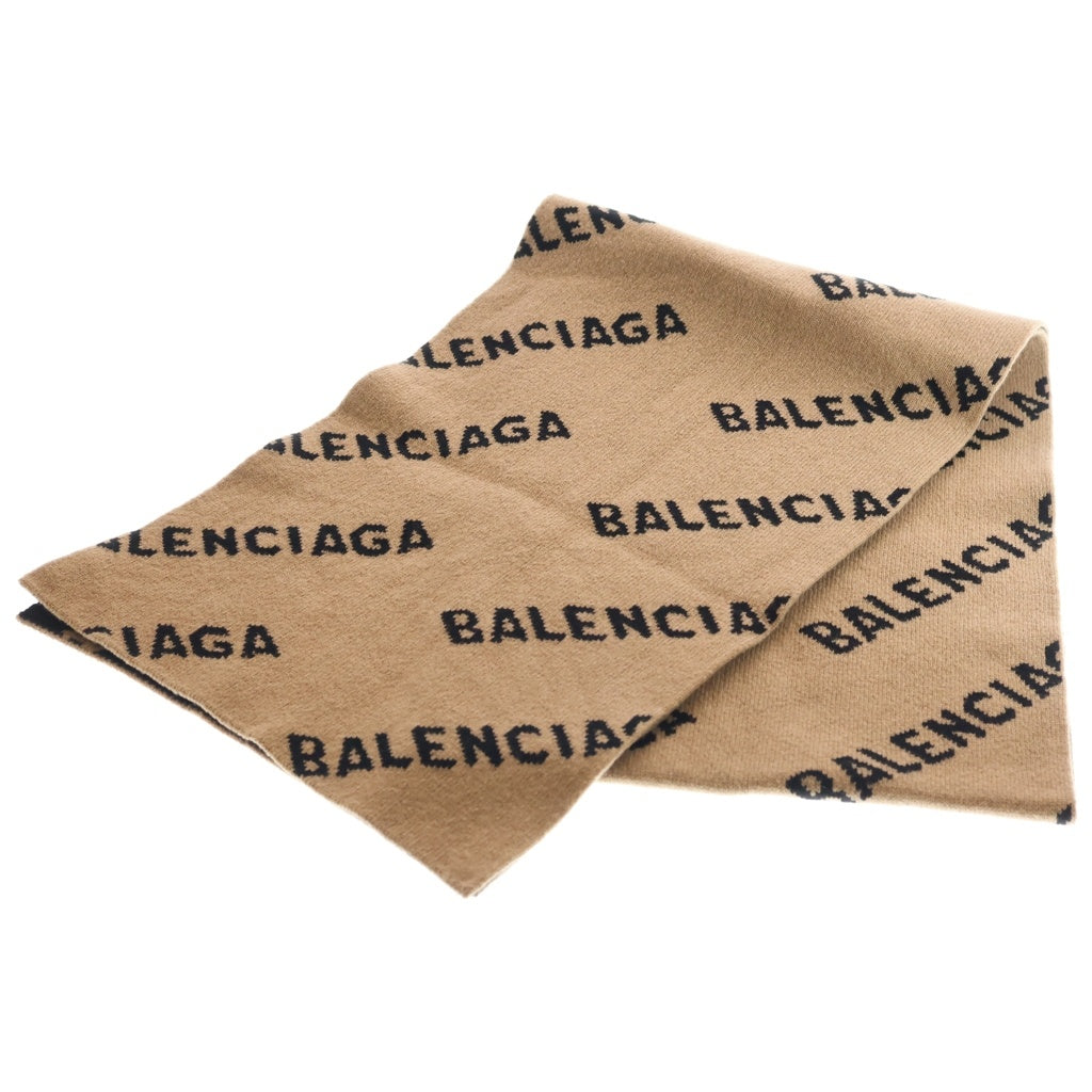 BALENCIAGA(バレンシアガ) 20AW ALLOVER LOGO オールオーバーロゴ スカーフ マフラー ウール ブラック/ブラウン 633719 T1567