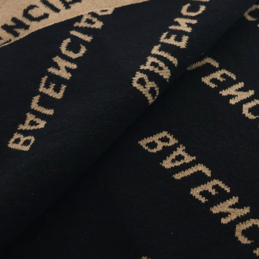 BALENCIAGA(バレンシアガ) 20AW ALLOVER LOGO オールオーバーロゴ スカーフ マフラー ウール ブラック/ブラウン 633719 T1567