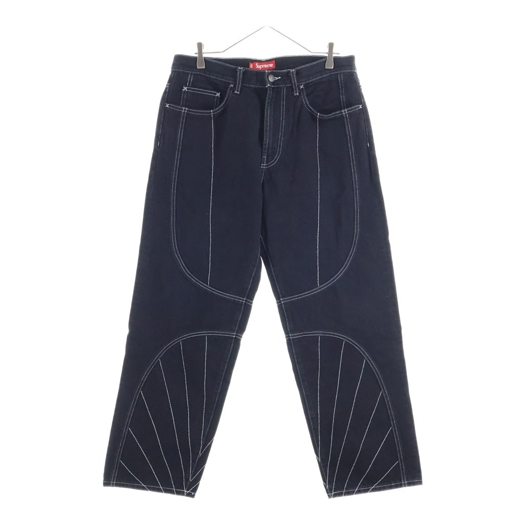 SUPREME(シュプリーム) 23AW Radial Embroidered Loose Fit ラディアル エンブロイダリー ルーズフィット デニムパンツ ブラック