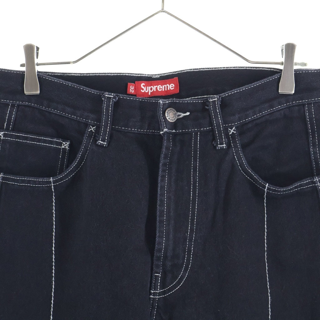 SUPREME(シュプリーム) 23AW Radial Embroidered Loose Fit ラディアル エンブロイダリー ルーズフィット デニムパンツ ブラック