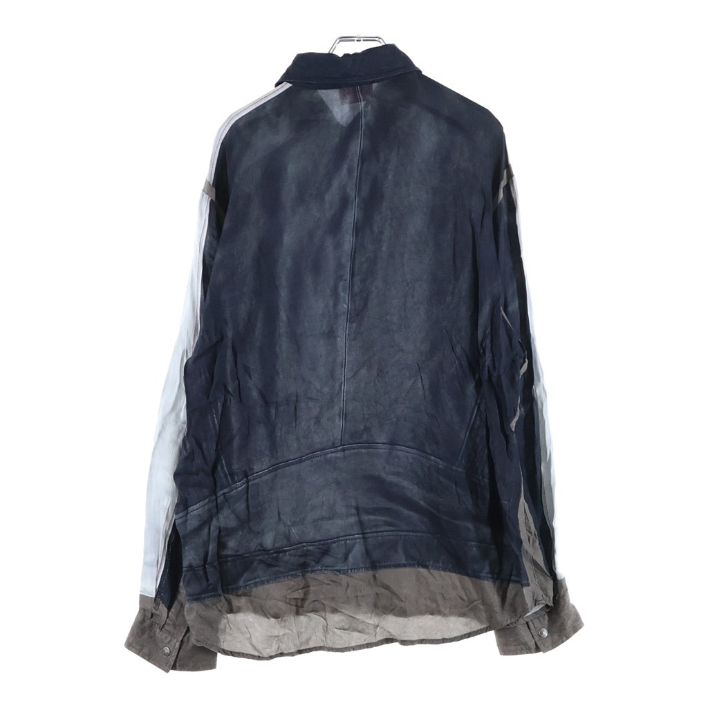 DIESEL(ディーゼル) S-AFTER バイカージャケット トロンプルイユ レーヨン 長袖シャツ ブラック A14237