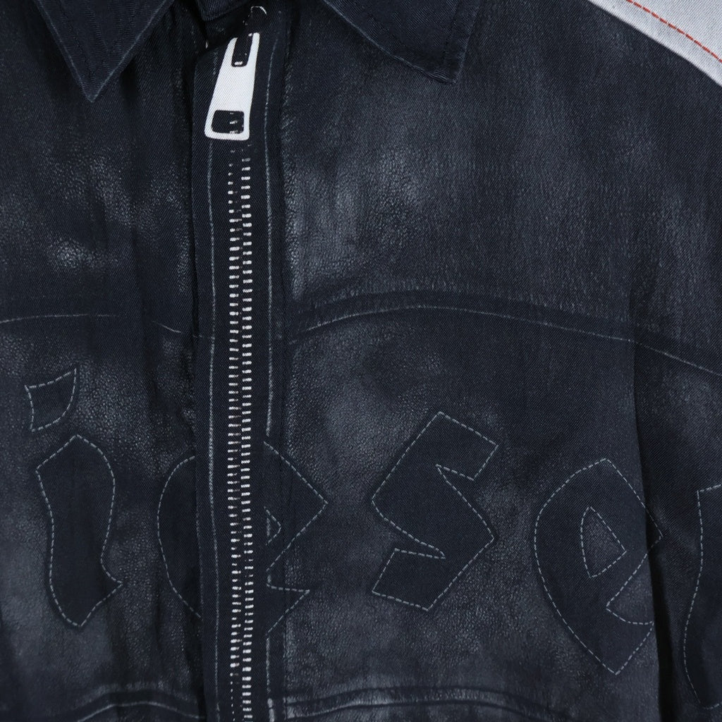 DIESEL(ディーゼル) S-AFTER バイカージャケット トロンプルイユ レーヨン 長袖シャツ ブラック A14237