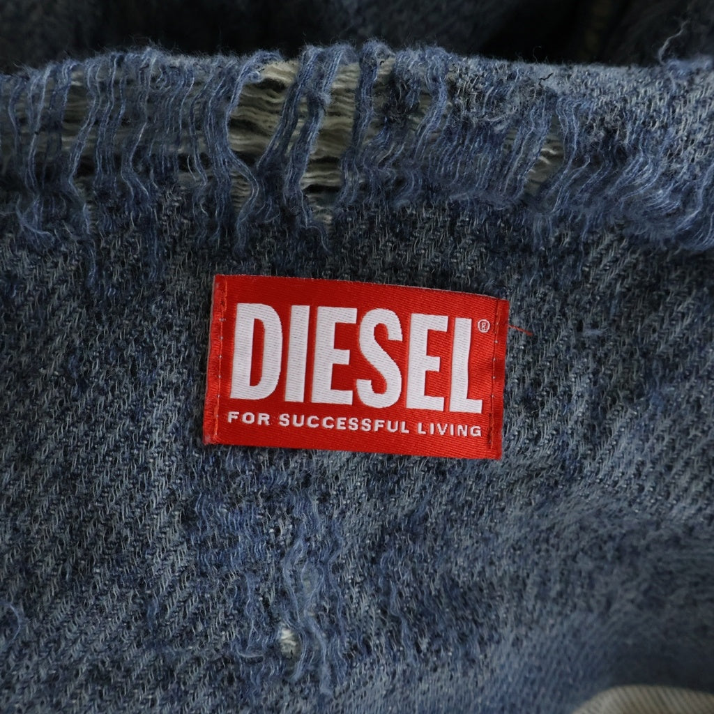 DIESEL(ディーゼル) D-UMBRIX-FSG ダメージ プルオーバー フーデット スウェット ブルー A18935