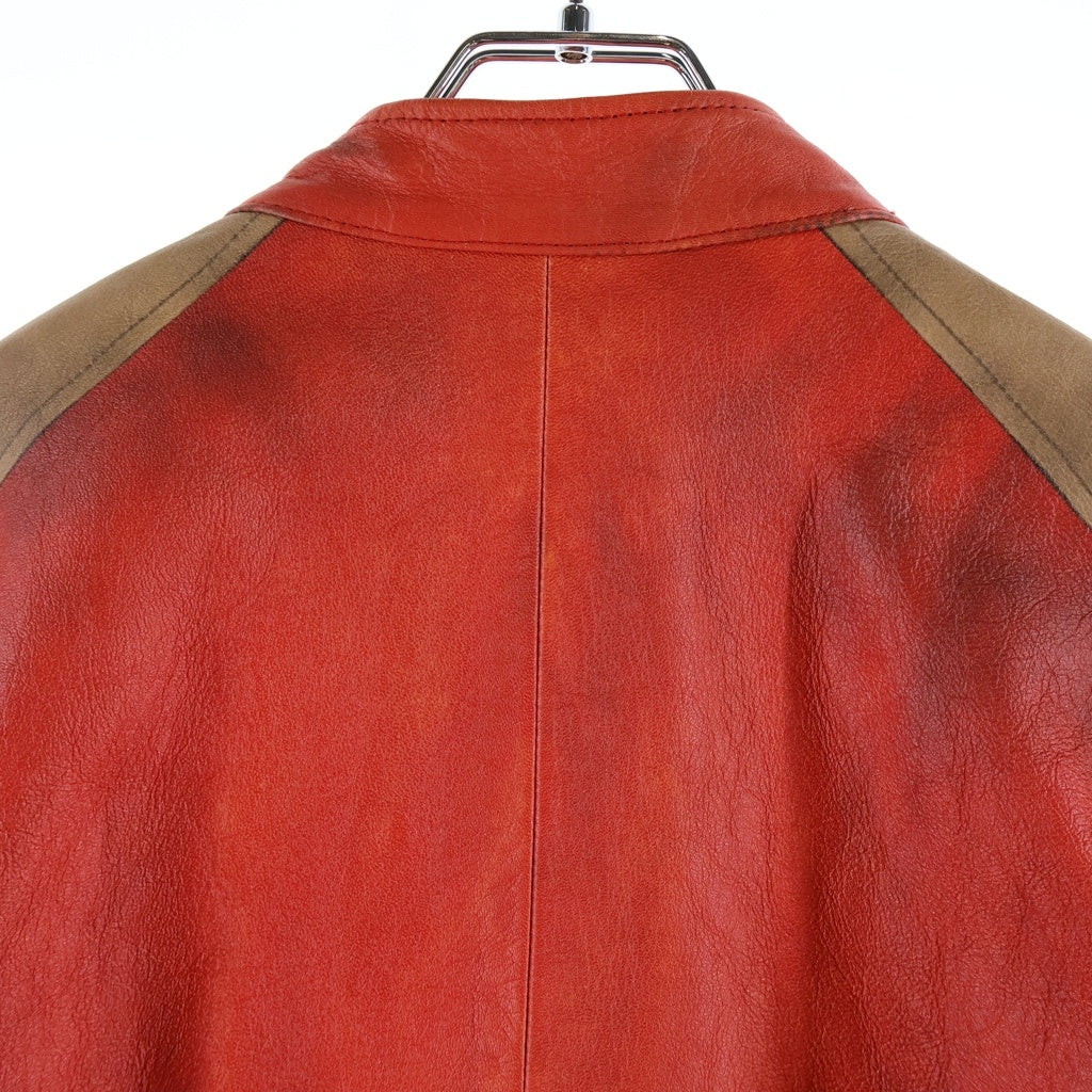 DIESEL(ディーゼル) L-RUSCHA トロンプルイユ ジップアップ シングル ライダースジャケット レッド A14493
