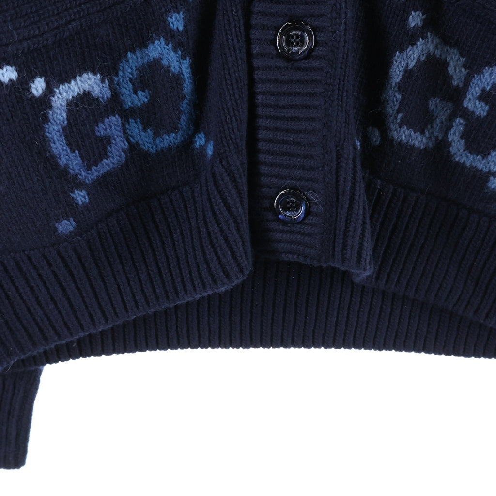 GUCCI(グッチ) ジャンボGGインターシャ ニット ウールカーディガン ネイビー/ブルー 770507 XKDSJ