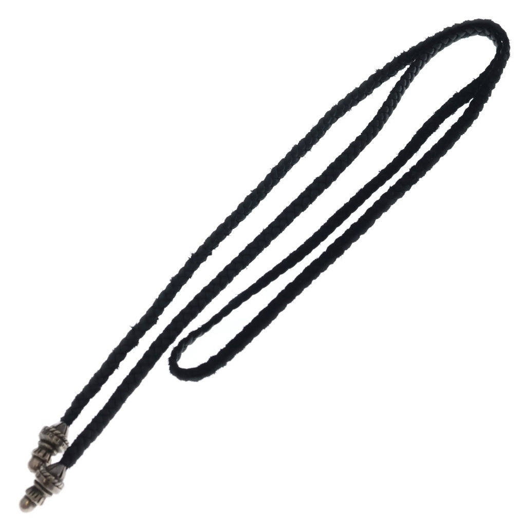 CHROME HEARTS(クロムハーツ) LEATHER BRAID ボロチップ レザーブレード ネックレス ブラック/シルバー