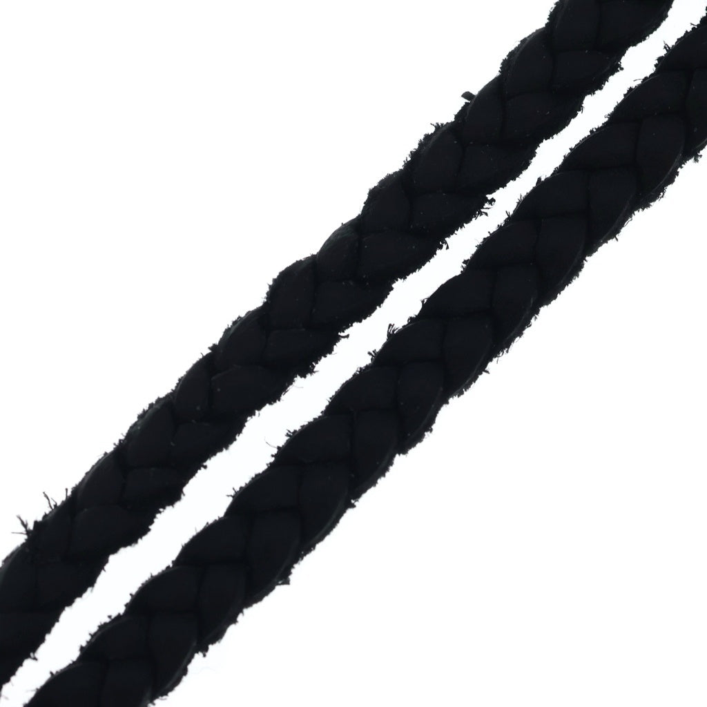 CHROME HEARTS(クロムハーツ) LEATHER BRAID ボロチップ レザーブレード ネックレス ブラック/シルバー