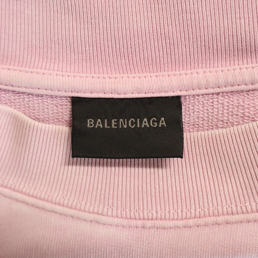 BALENCIAGA(バレンシアガ) 22AW ロゴプリント クルーネック スウェット トレーナー ピンク 697869