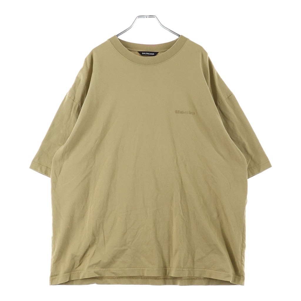 BALENCIAGA(バレンシアガ) 20SS ロゴ刺繍 クルーネック 半袖Tシャツカットソー ブラウン 612966