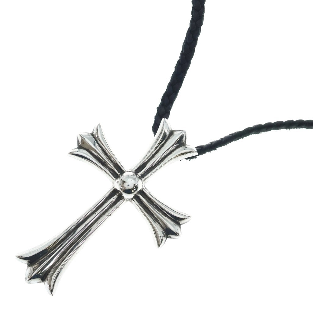 CHROME HEARTS(クロムハーツ) CH CRS LG BC ラージCHクロスペンダント Wボロチップ レザーブレイドネックレス シルバー BCA214