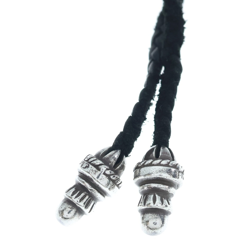 CHROME HEARTS(クロムハーツ) CH CRS LG BC ラージCHクロスペンダント Wボロチップ レザーブレイドネックレス シルバー BCA214