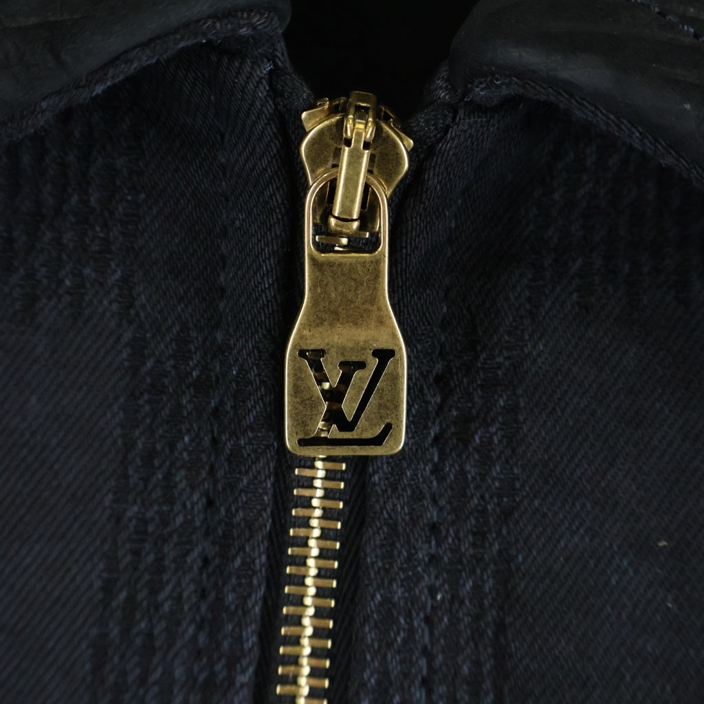 LOUIS VUITTON(ルイヴィトン) 24AW レザー切替 ダミエワーク ジャケット ジップアップ ブルゾン ブラック RM242M MKD HRB91W