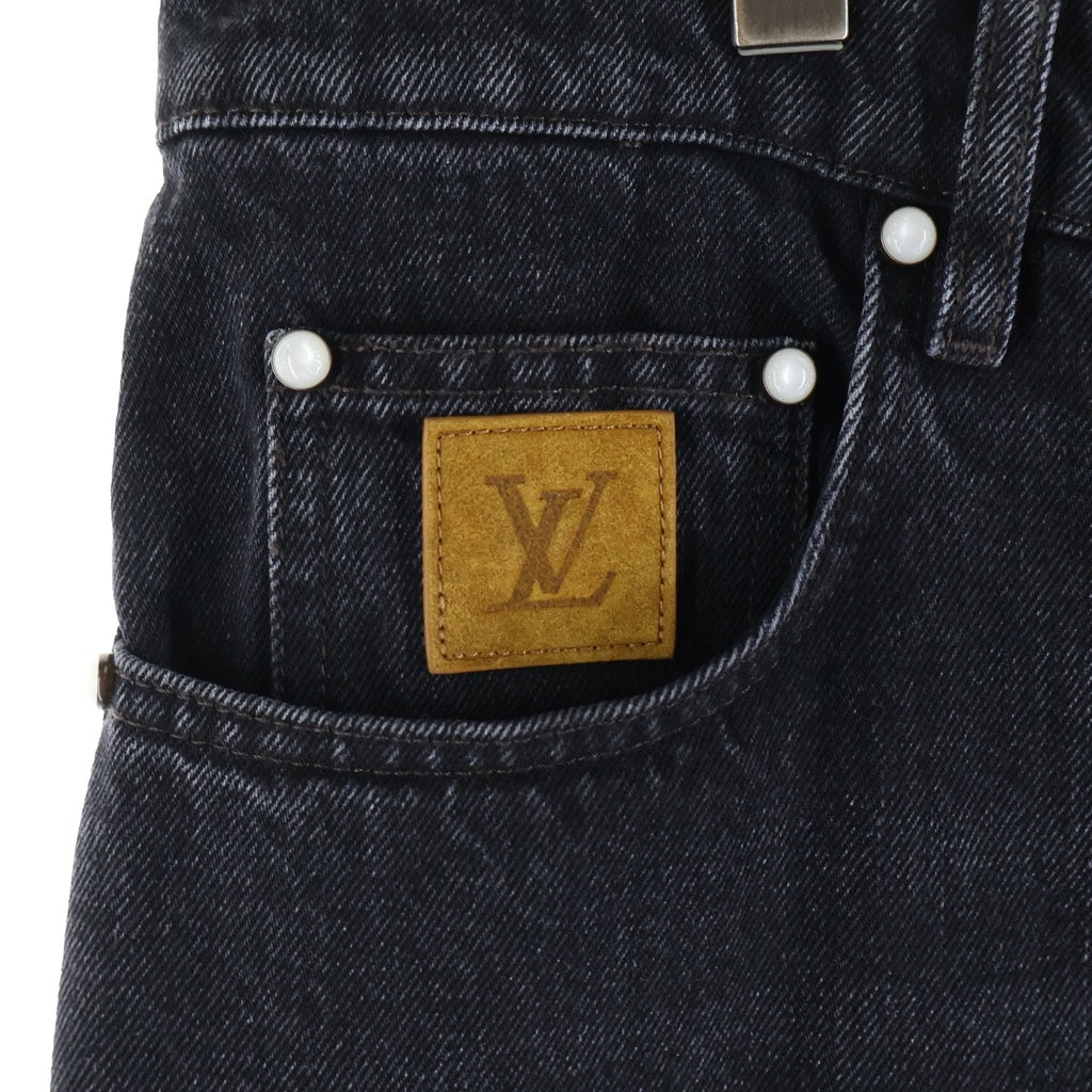 LOUIS VUITTON(ルイヴィトン) 26SS バックLV刺繍 パールボタン ワイド デニムパンツ ブラック RM261MJ XAU HSD50W