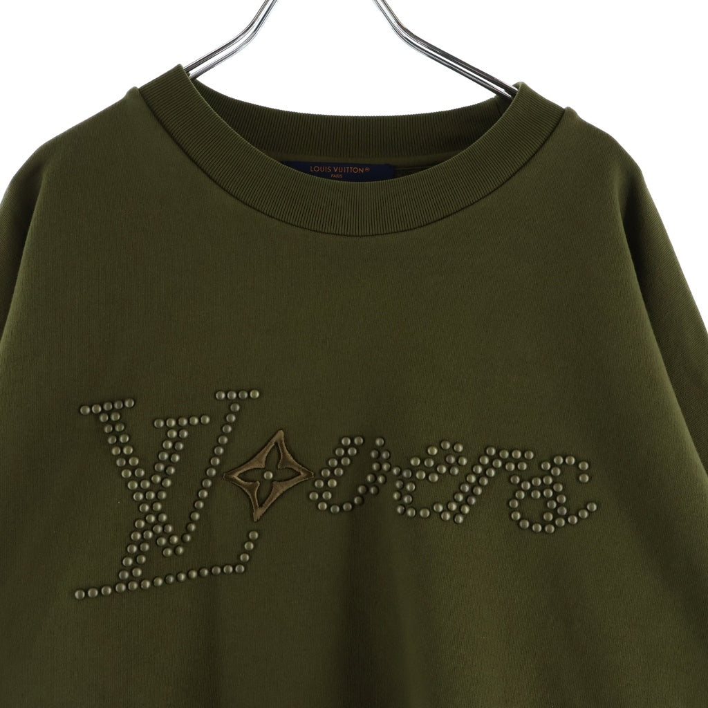 LOUIS VUITTON(ルイヴィトン) 24SS シグネチャーロゴスタッズ装飾 クルーネック スウェット トレーナー グリーン RM241 FWC HQY88W