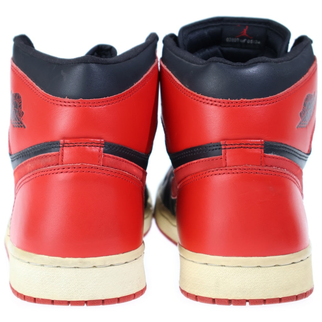 NIKE(ナイキ) 【鑑賞用 01年製】AIR JORDAN 1 RETRO HIGH BLACK VARSITY RED/BRED エアジョーダン1 レトロ ブラックバーシティレッド ブレッドハイカットスニーカー US12/30cm 136066-061
