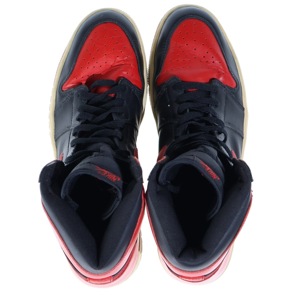 NIKE(ナイキ) 【鑑賞用 01年製】AIR JORDAN 1 RETRO HIGH BLACK VARSITY RED/BRED エアジョーダン1 レトロ ブラックバーシティレッド ブレッドハイカットスニーカー US12/30cm 136066-061