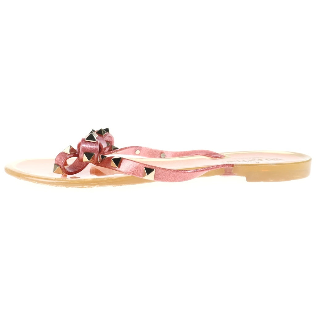 VALENTINO(ヴァレンティノ) リボンロックスタッズ フラットサンダル ピンク レディース
