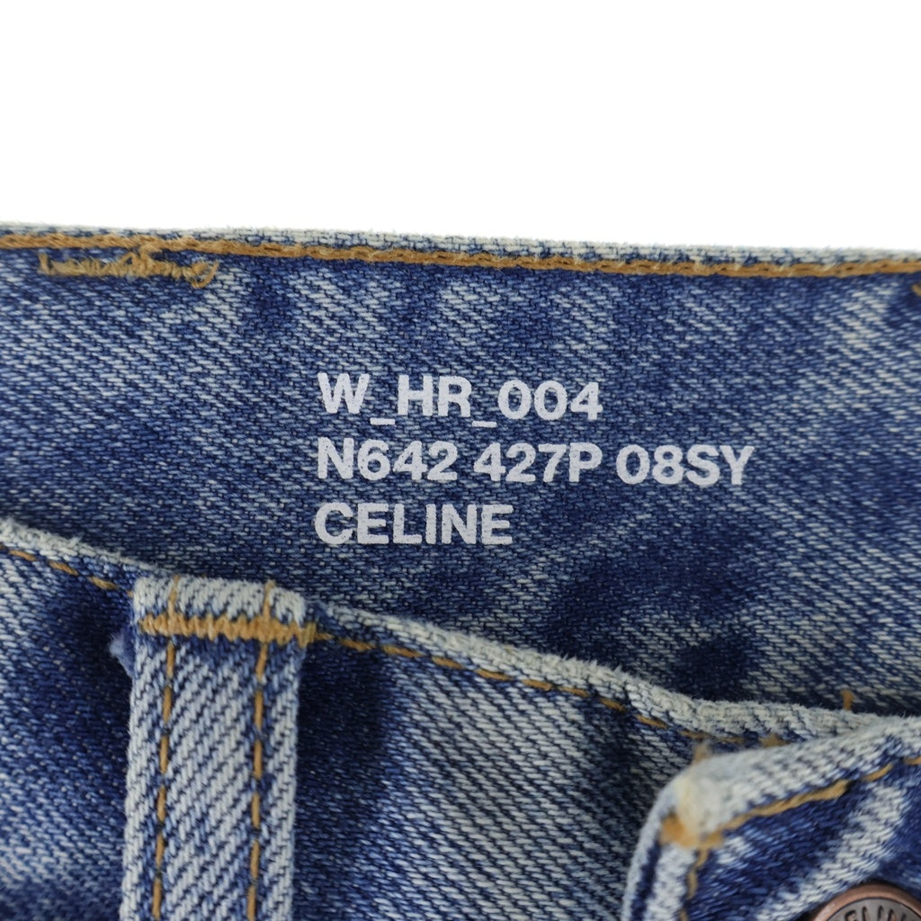 CELINE(セリーヌ) MARGARET JEANS マーガレットジーンズ クラッシュ加工 カットオフ デニムパンツ インディゴ レディース 2N642427P