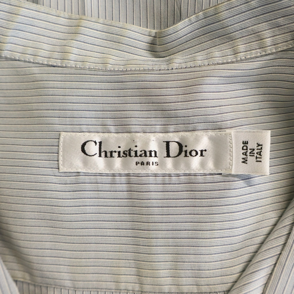 Christian Dior(クリスチャンディオール) CD BEE ロゴ刺繍 スタンドカラー シルク チュニック ハーフボタン 長袖シャツ ブラウス グレー レディース 921B54B7020