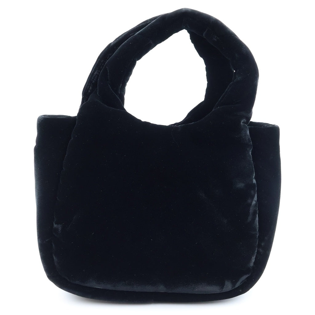 PRADA(プラダ) トライアングルロゴプレート パテッド ベルベット ミニハンドバッグ 2WAY ショルダーバッグ ブラック レディース 1BA410