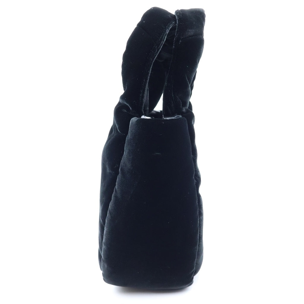 PRADA(プラダ) トライアングルロゴプレート パテッド ベルベット ミニハンドバッグ 2WAY ショルダーバッグ ブラック レディース 1BA410