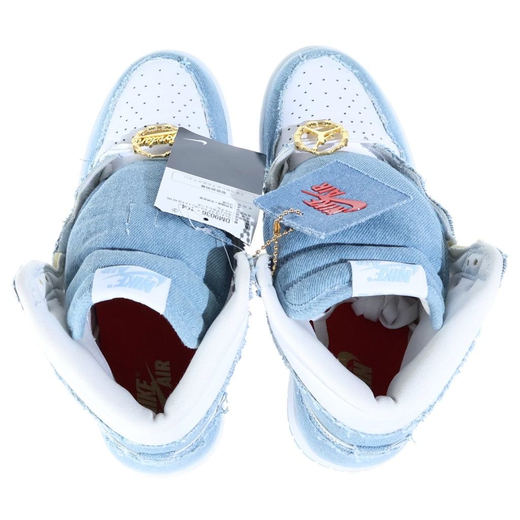 NIKE(ナイキ) WMNS AIR JORDAN 1 HIGH OG DENIM ウィメンズ エアジョーダン1 デニム ハイカットスニーカー ホワイト/ブルー US9/26cm DM9036-104