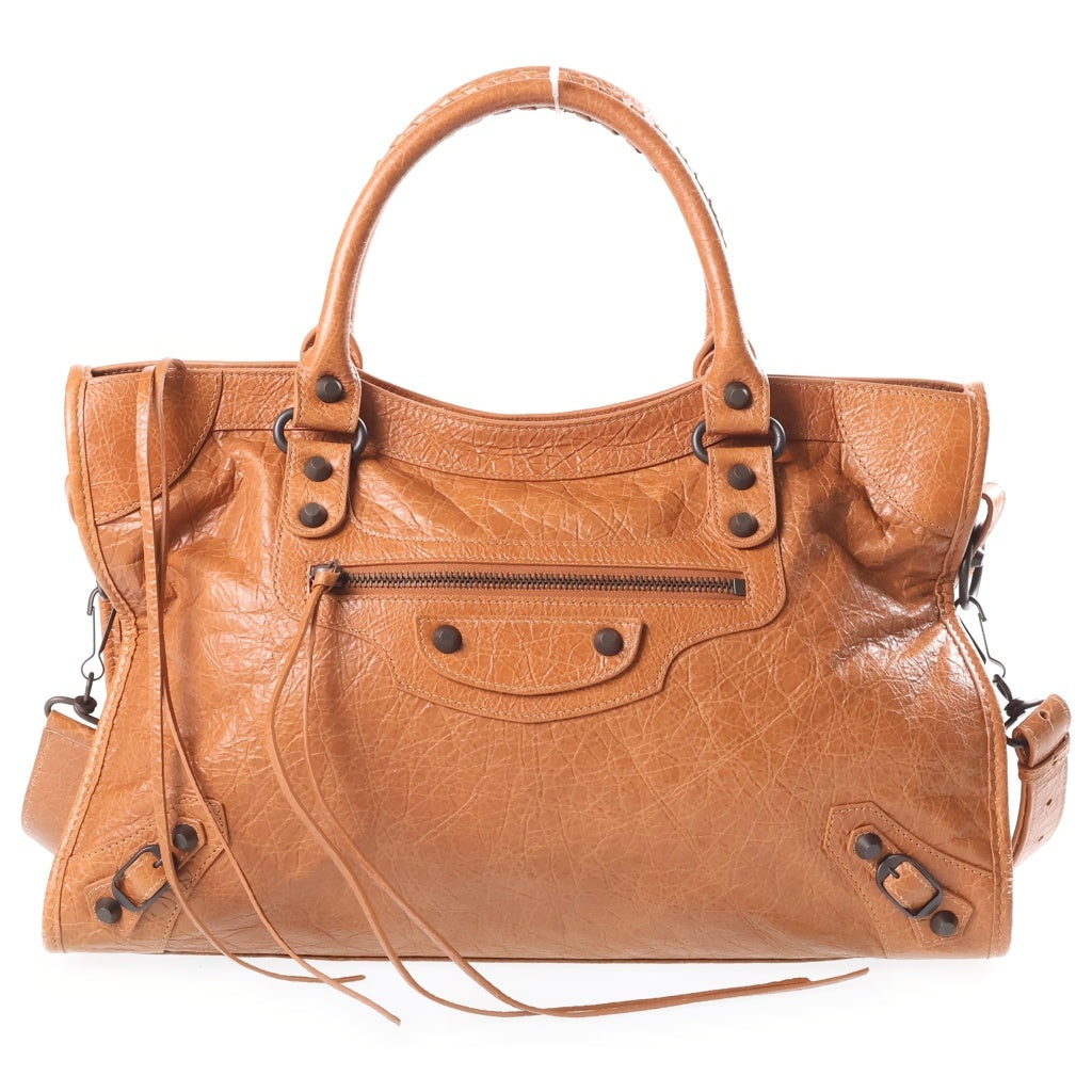 BALENCIAGA(バレンシアガ) Le City Medium ル シティ ミディアム 2WAY レザー ショルダーバッグ ハンドバッグ ブラウン 823058 レディース