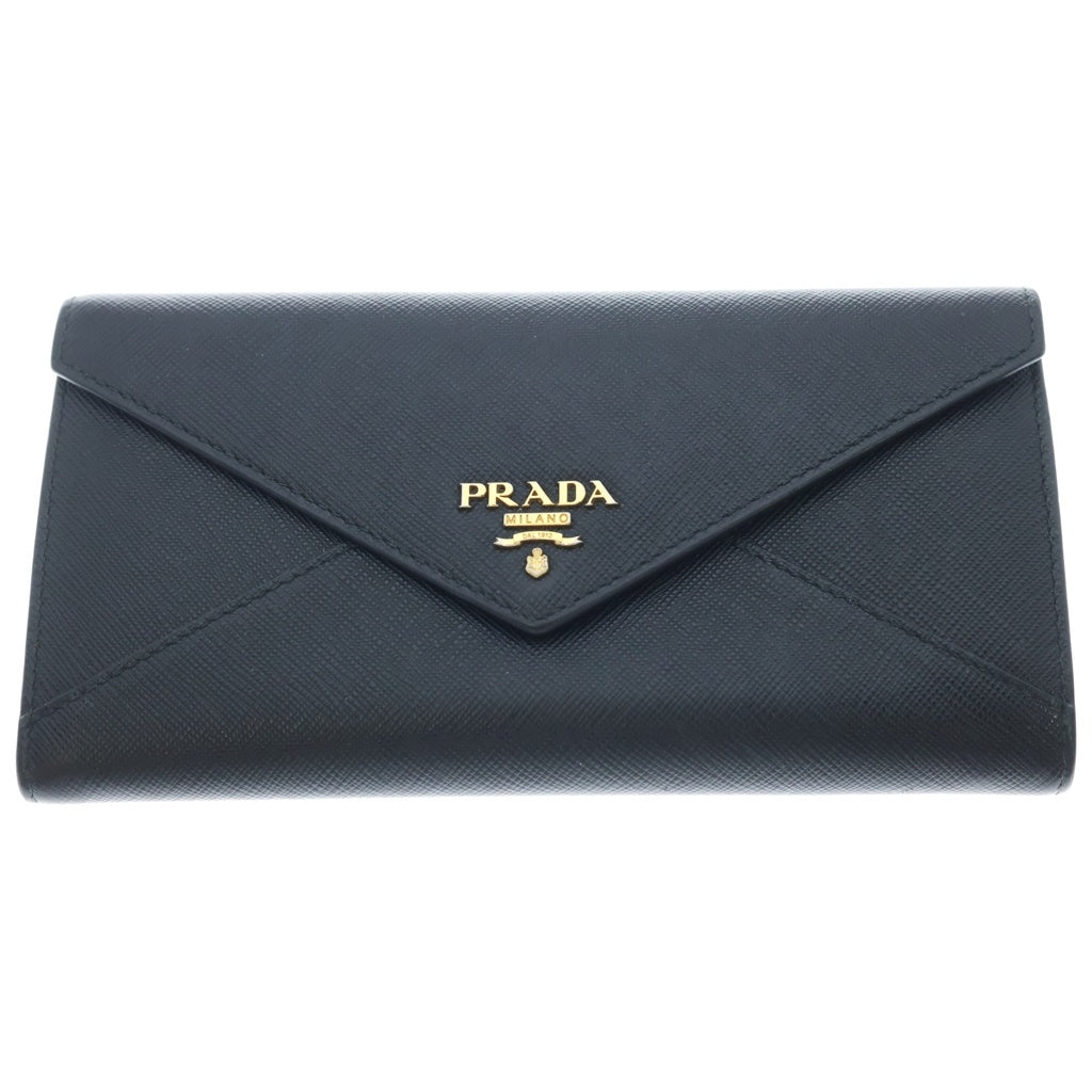 PRADA(プラダ) エンベロップ サフィアーノレザー ロングウォレット 二つ折り長財布 ブラック 1MF175 レディース