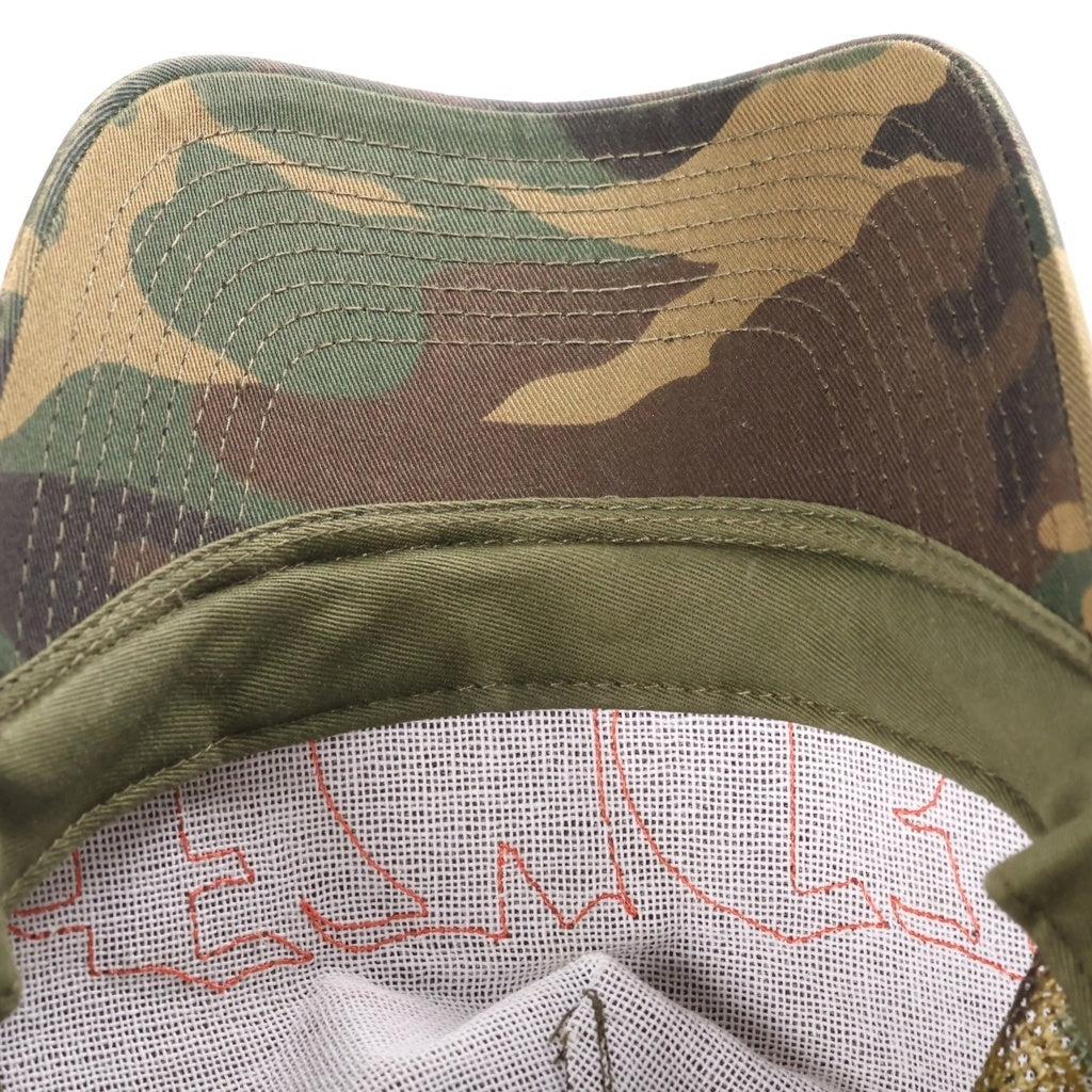 CHROME HEARTS(クロムハーツ) OLD FUCK TRUCKER CAP オールド カモ柄 レザーパッチ クロスボール メッシュ トラッカーキャップ 帽子 カーキ