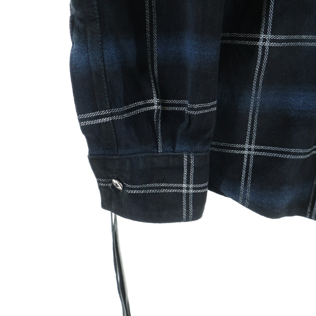 AMIRI(アミリ) ヌバックレザー オンブレ 長袖チェックシャツ グリーン