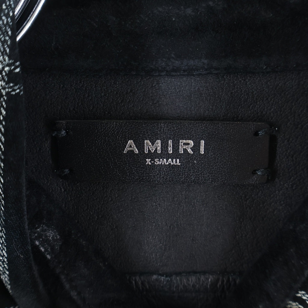 AMIRI(アミリ) ヌバックレザー オンブレ 長袖チェックシャツ グリーン