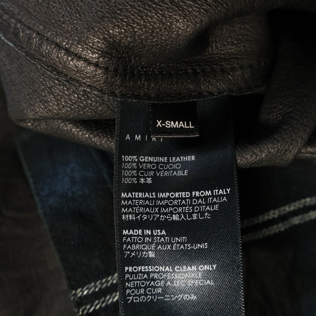 AMIRI(アミリ) ヌバックレザー オンブレ 長袖チェックシャツ グリーン