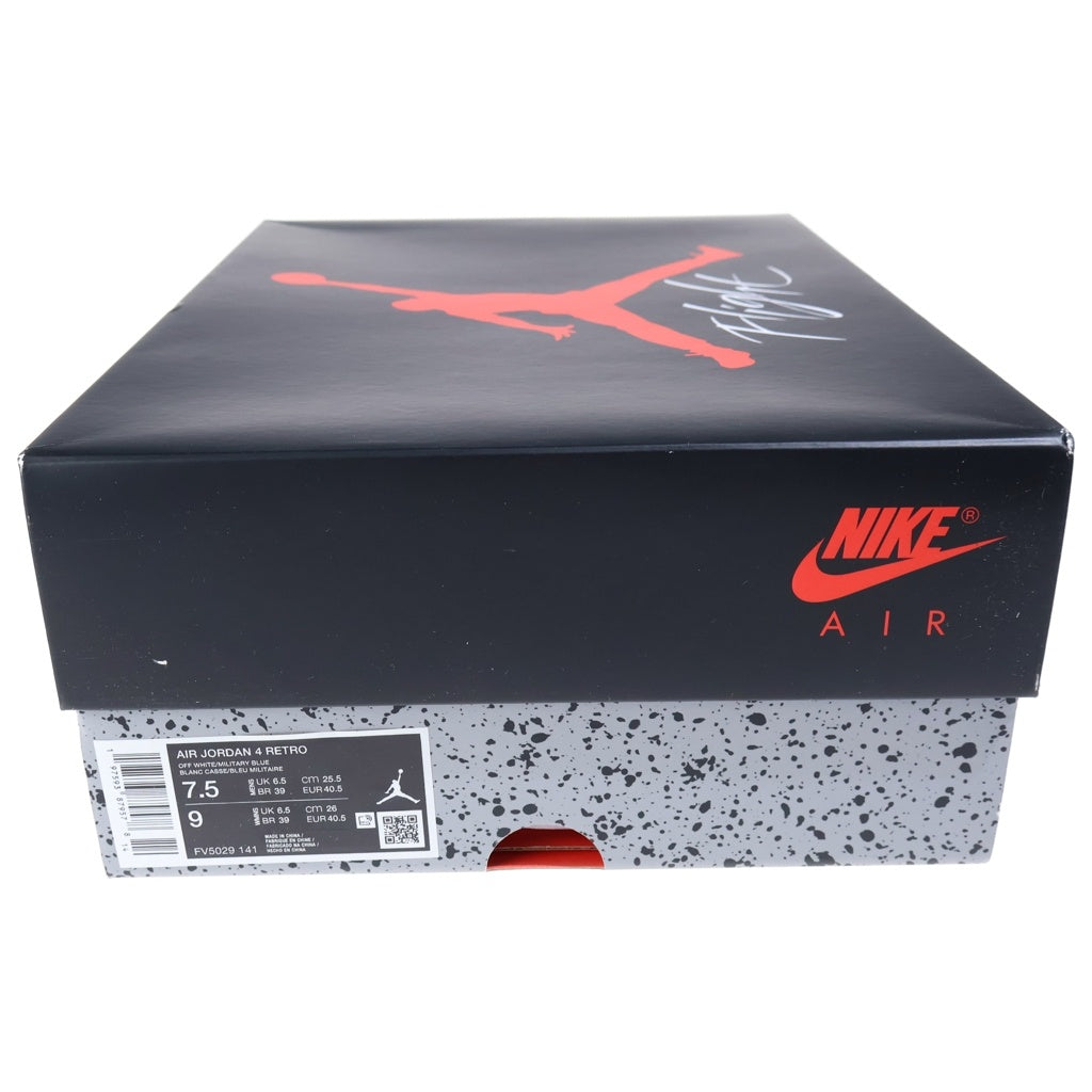 NIKE(ナイキ) AIR JORDAN 4 RETRO INDUSTRIAL BLUE FV5029-141 エアジョーダン4 レトロ インダストリアルブルー ハイカットスニーカー ホワイト/ブルー US7.5/25.5cm