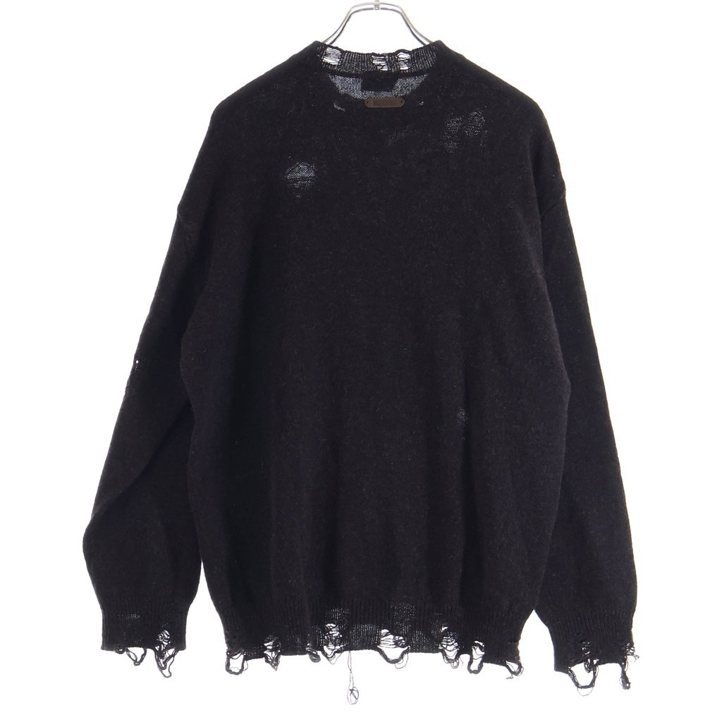 MOSCHINO(モスキーノ) Distressed Crew Neck Seater ディストレスト クルーネック セーター ウールニット ブラウン 252E-A09315503 レディース