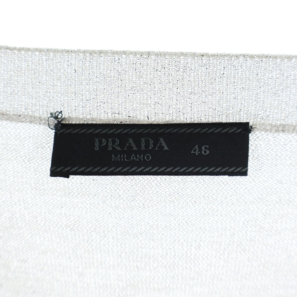 PRADA(プラダ) Vネックセーター ニット シルク シルバー UMB283 S221 1Z4Q レディース