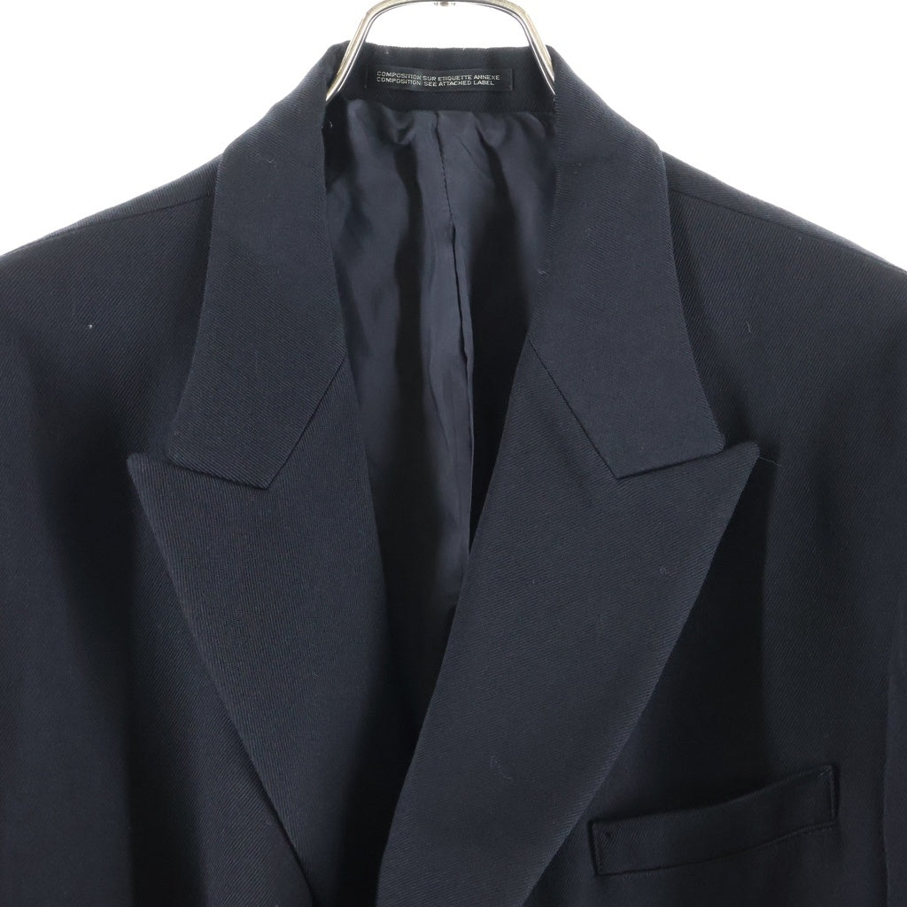 Yohji Yamamoto POUR HOMME(ヨウジヤマモト プールオム) 23AW ARMY GABARDINE W-BELTED PANTSEAKED JACKET フラシベルト付 ダブルブレスト ピークジャケット ブラック HJ-J71-120