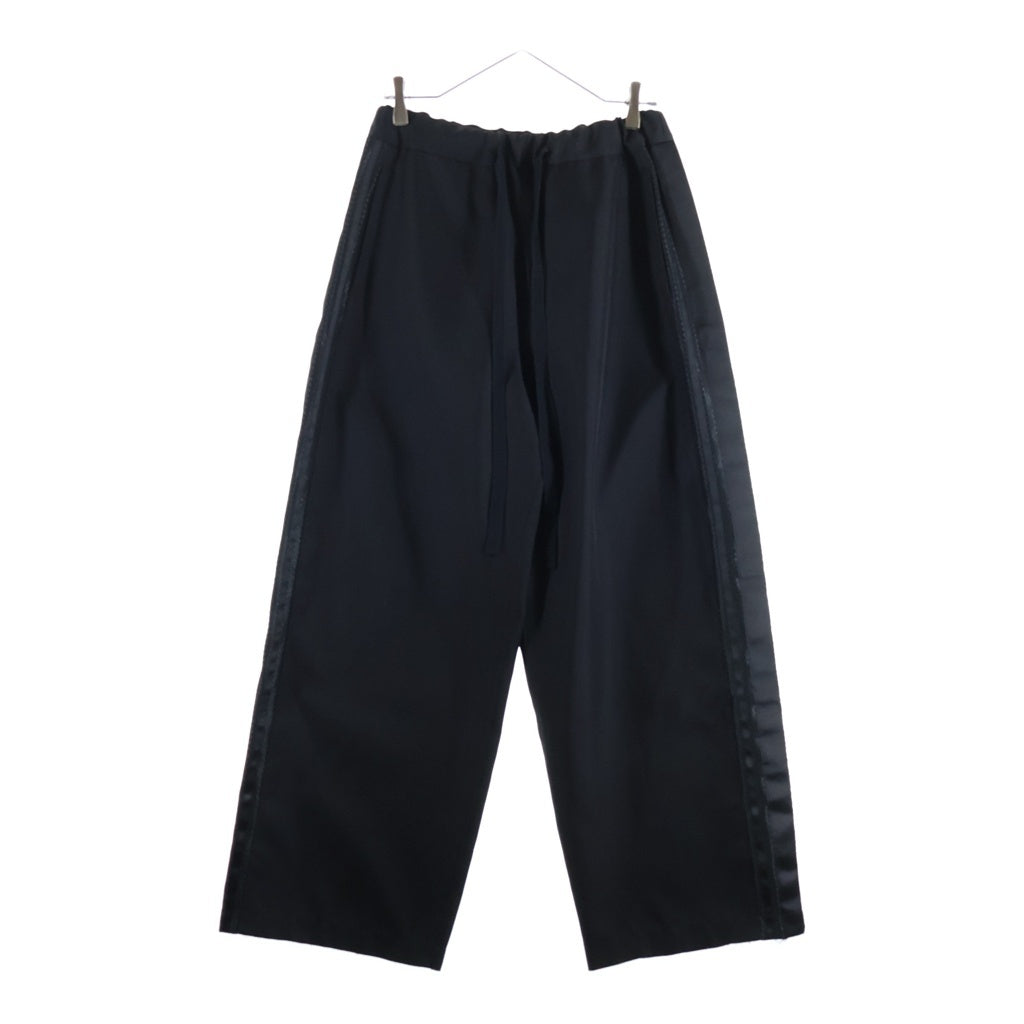 JUNYA WATANABE COMME des GARCONS(ジュンヤワタナベ コムデギャルソン) ウエストドローコード 裾ジップ エステルサイドライン ワイドトラックパンツパンツ ブラック