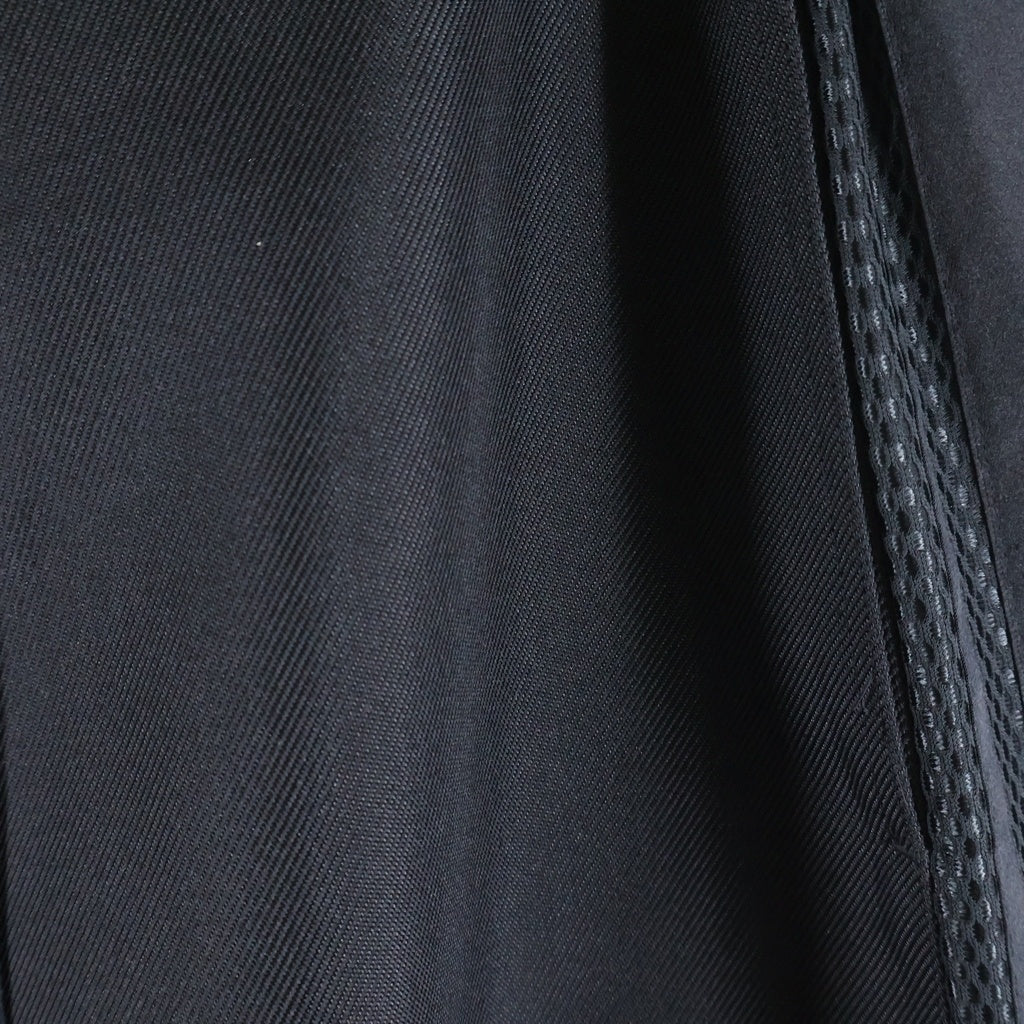 JUNYA WATANABE COMME des GARCONS(ジュンヤワタナベ コムデギャルソン) ウエストドローコード 裾ジップ エステルサイドライン ワイドトラックパンツパンツ ブラック