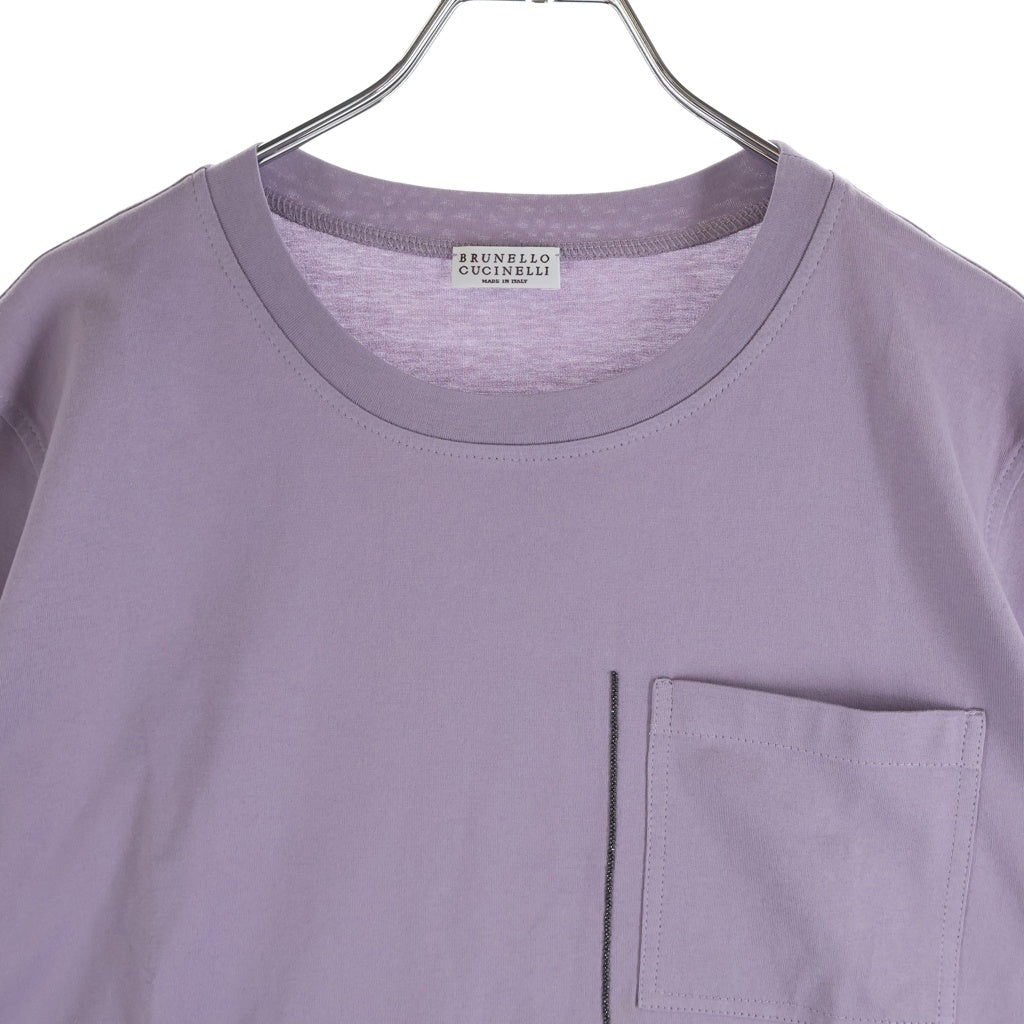 BRUNELLO CUCINELLI(ブルネロクチネリ) ラインストーン ポケット付き 半袖Tシャツ カットソー パープル レディース LAK2046263