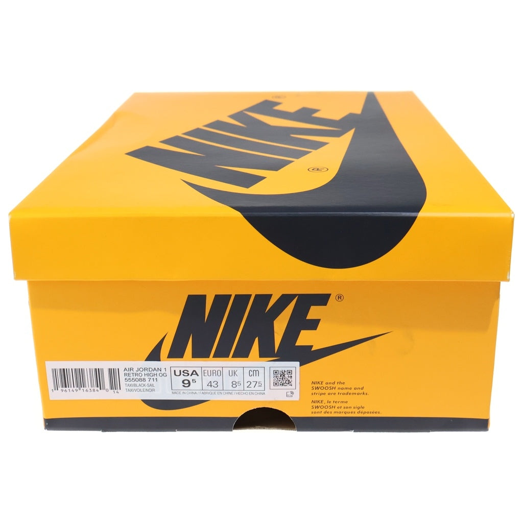 NIKE(ナイキ) AIR JORDAN RETRO HIGH OG TAXI エアジョーダン 1 レトロ タクシー ハイカットスニーカー イエロー/ブラック US9.5/27.5cm 555088-711