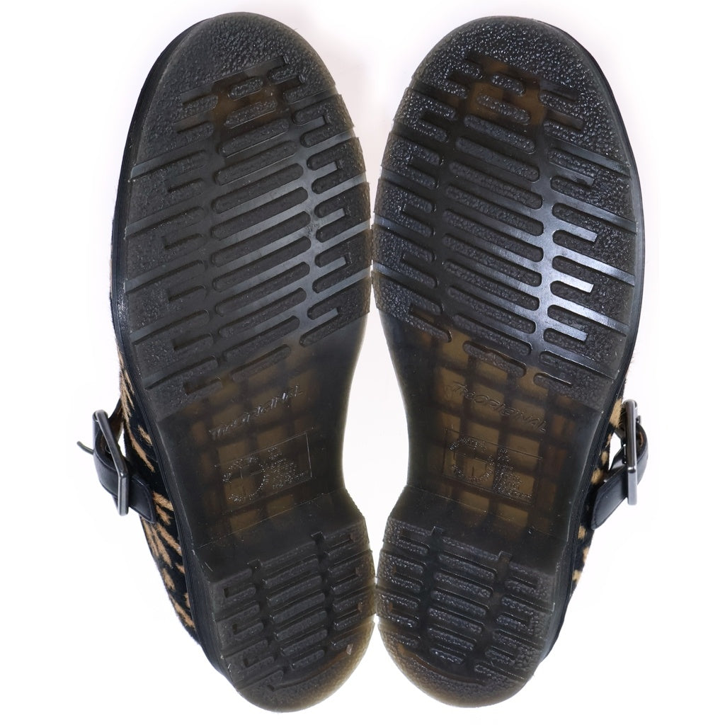 Dr.Martens(ドクターマーチン) T-BAR Shoes ハラコ レオパード Tストラップ シューズ ブラウン レディース 32135526