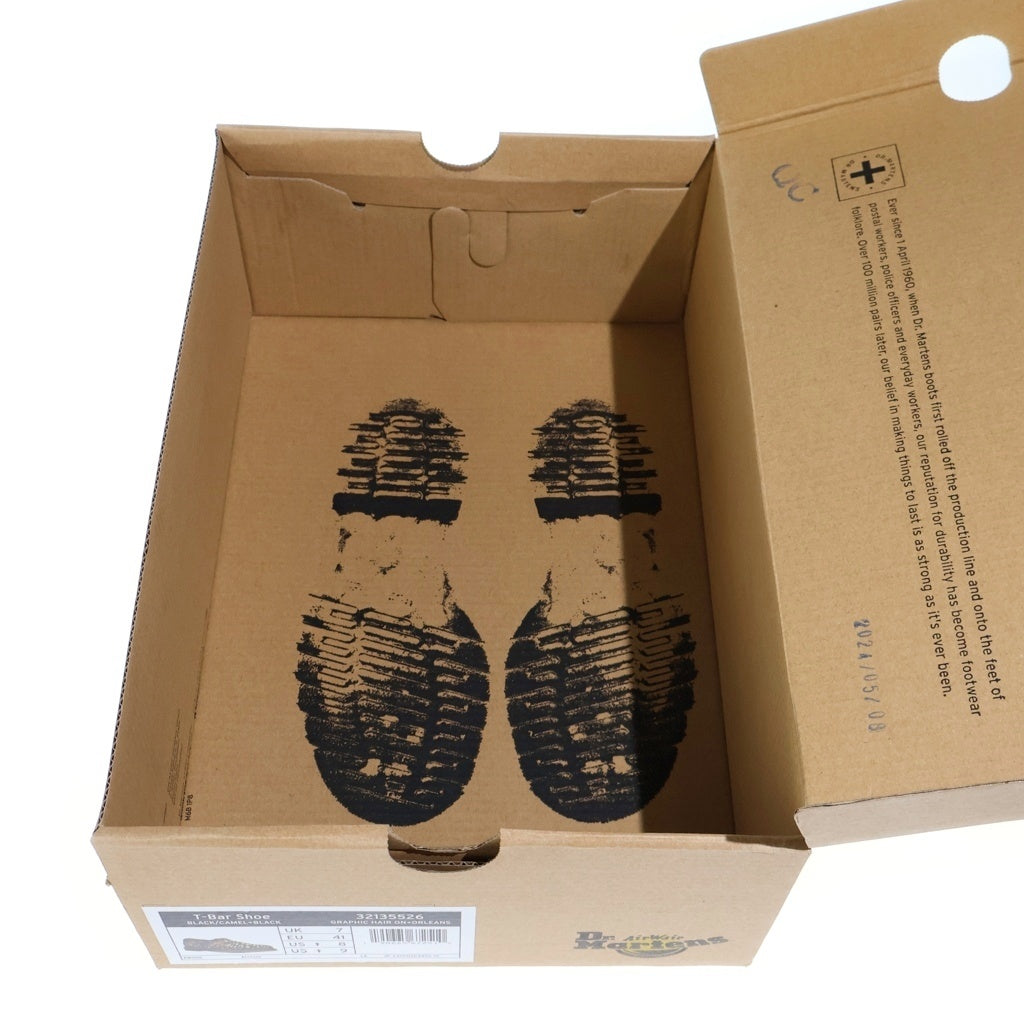 Dr.Martens(ドクターマーチン) T-BAR Shoes ハラコ レオパード Tストラップ シューズ ブラウン レディース 32135526