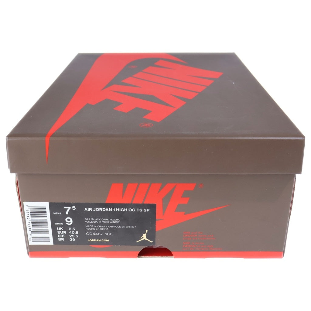 NIKE(ナイキ) ×TRAVIS SCOTT AIR JORDAN 1 HIGH OG TS SP CD4487-100 トラヴィススコット エアジョーダン1 ハイカットスニーカー ブラウン/ホワイト US7.5/25.5cm