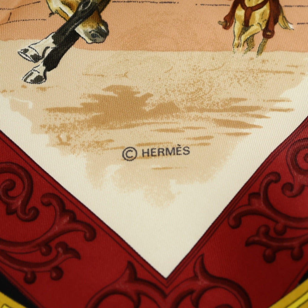 HERMES(エルメス) カレ90 チャレアーダ モチーフ シルク スカーフ ストール ベージュ レディース
